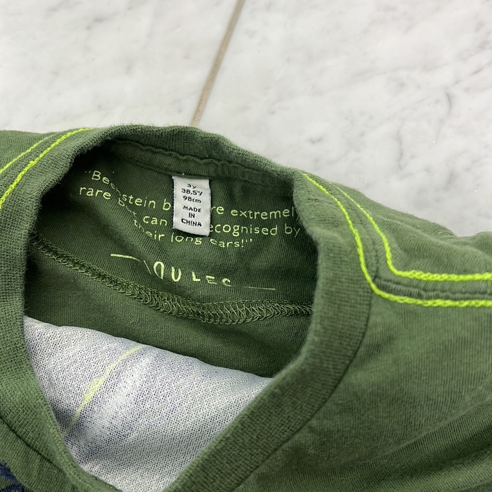 Joules Boys 3Y Green Bat Nature Long Sleeve Shirt - Picture 2 of 3